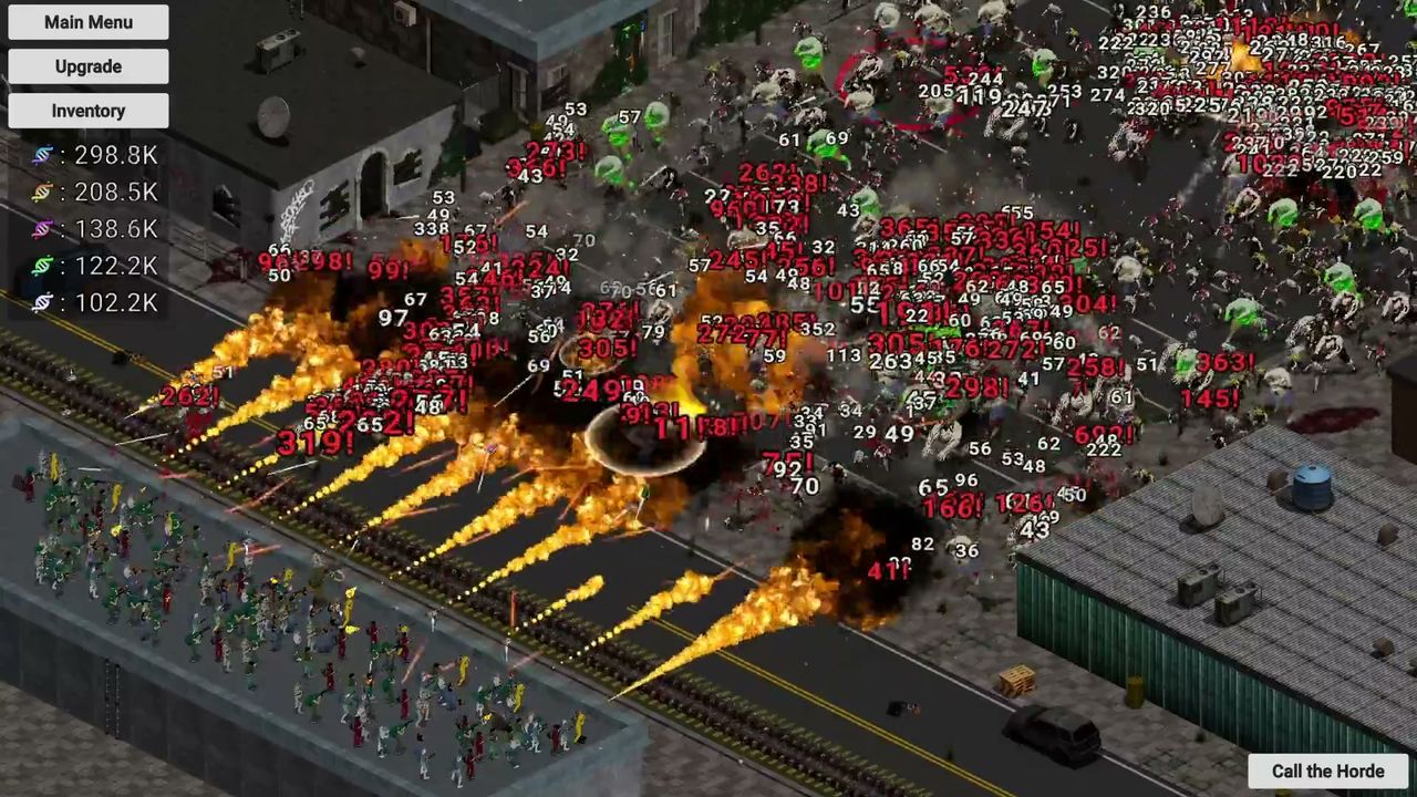 Official ShredDead screenshot: zombies massing at the end of the street
